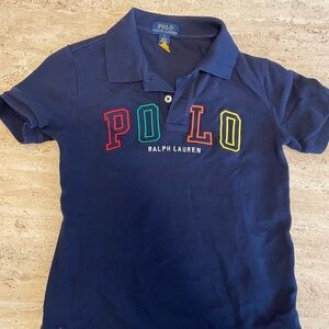Polo by Ralph Lauren Kids Blue Polo with Multicolor Logo
